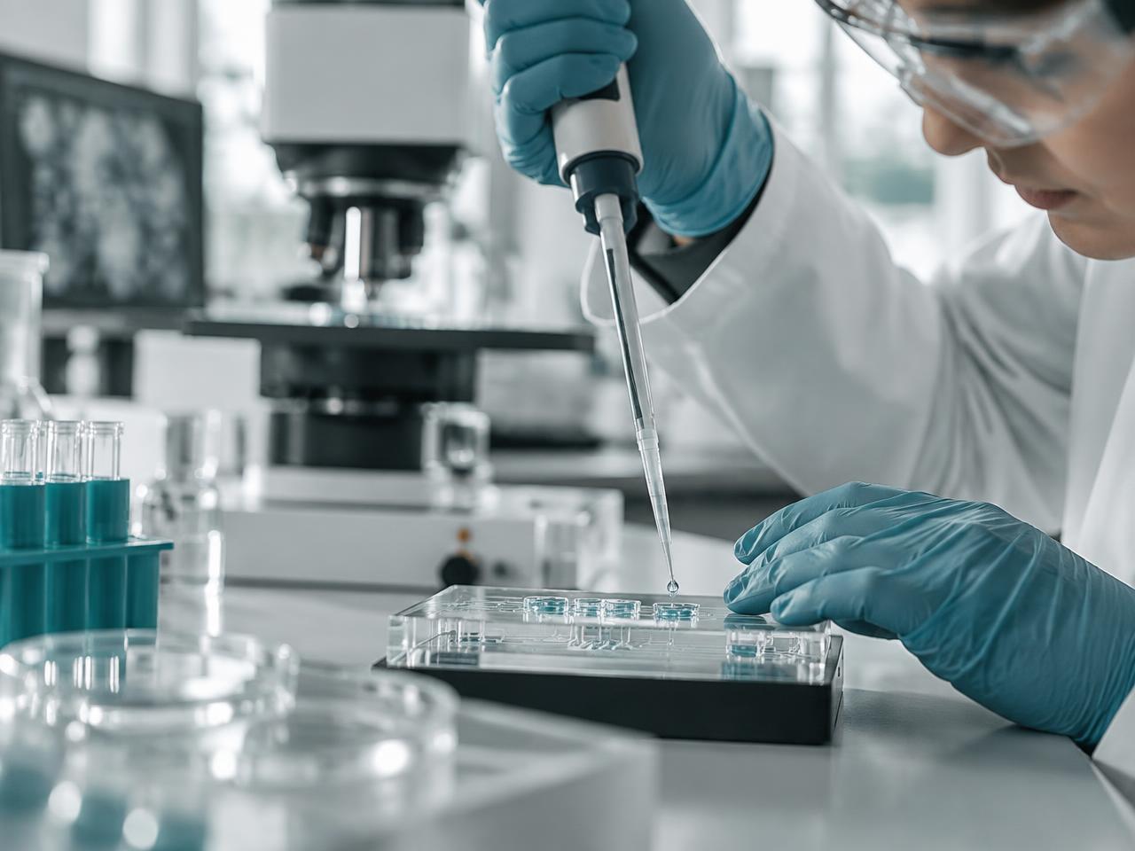 Scientist working in a regulated clinical laboratory